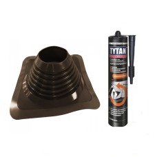 Комплект прохід покрівельний ущільнювач прямий + герметик Master Flash 160 \ 300 Коричневий