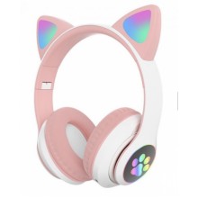 Безпровідні Bluetooth-навушники з вушками и LED підсвіткою Cat Ear VZV-24M/8079 Рожеві