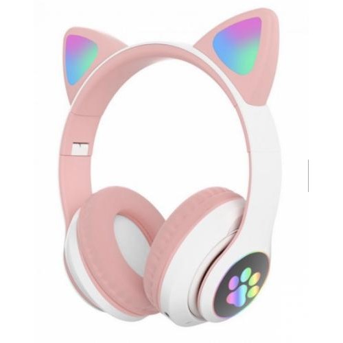 Безпровідні Bluetooth-навушники з вушками и LED підсвіткою Cat Ear VZV-24M/8079 Рожеві в інтернет супермаркеті PbayMarket!