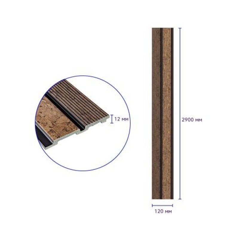 Декоративна стінова рейка Sticker Wall PS 2900x120x12 мм Коричневий (SW-00001749)