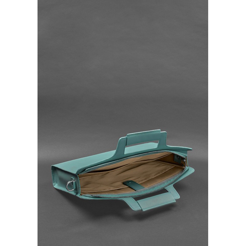 Жіноча шкіряна сумка для ноутбука та документів бірюзова BlankNote