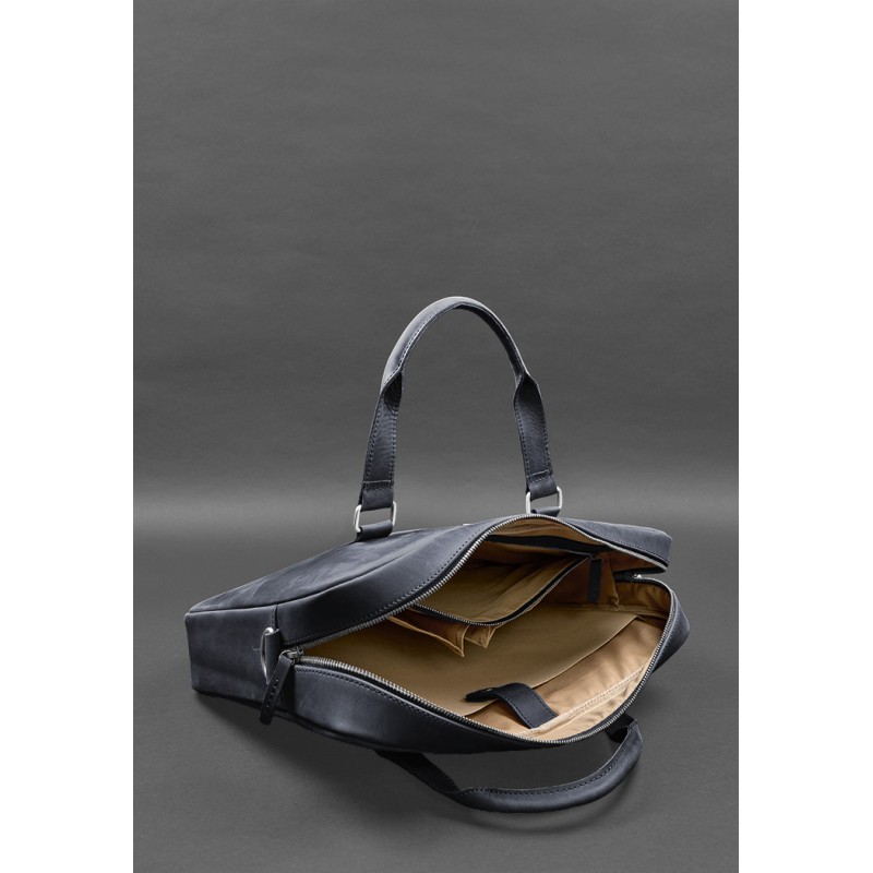 Шкіряна сумка для ноутбука та документів синя Crazy Horse BlankNote