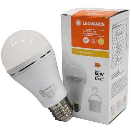 Led лампа E27 з акумулятором Ledvance 8 Вт 806 Лм 2700К A60 Led лампа E27 з акумулятором Ledvance 8 Вт 806 Лм 2700К A60