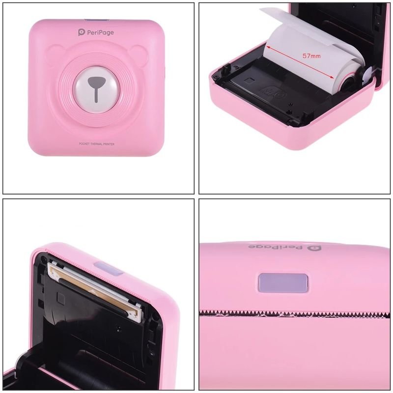 Портативний bluetooth термопринтер для смартфона PeriPage A6, рожевий