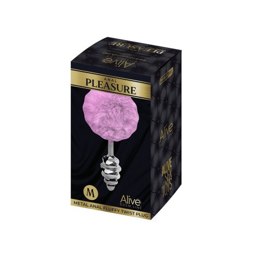 Металева анальна пробка Кролячий хвостик Alive Fluffy Twist Plug M Purple, діаметр 3,4 см в інтернет супермаркеті PbayMarket!