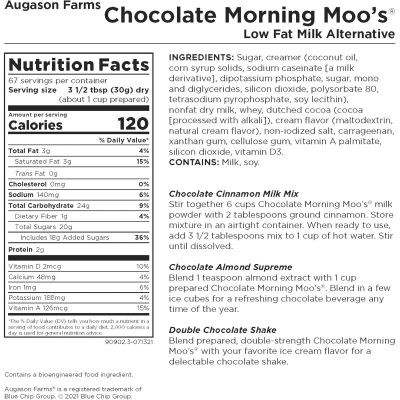 Соєве шоколадне молоко нежирне сублімоване з великим терміном придатності до 20 років Augason farms, 67 порцій