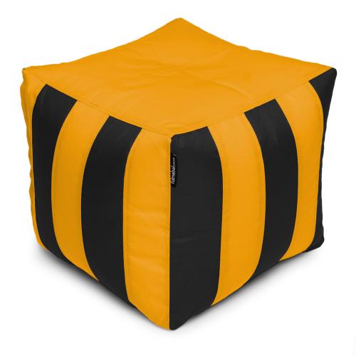 Пуф Кубик Смугастий Оксфорд 40х40 Студія комфорту Чорний + Жовтий