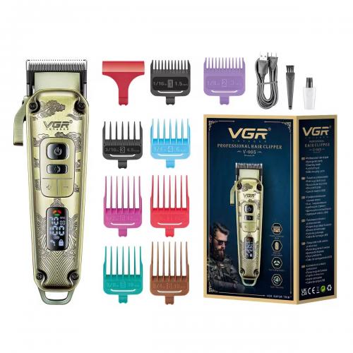 Машинка для стрижки волосся VGR V-005 акумуляторна 8 насадок 2600mAh 8W Gold