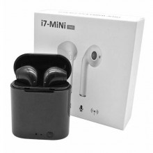 Бездротові блютуз навушники i7 Mini TWS з боксом для заряджання Black (au057-hbr)