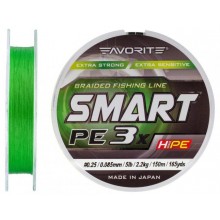 Шнур Favorite Smart PE 3x 150м #0.25/0.085mm 5lb/2.2kg Зелений (1013-1693.10.62)