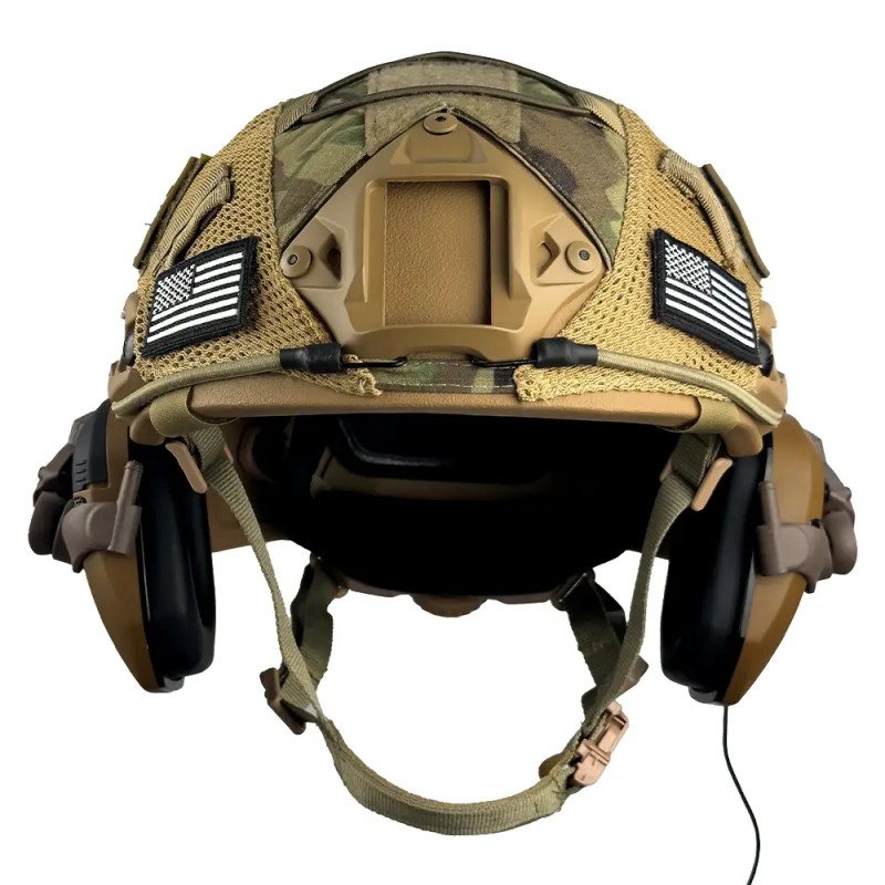 Комплект шолом FAST Helmet NIJ IIIA/навушники Walkers Razor Slim з чебурашкою/кавер M Мультикам