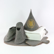 Подарунковий набір для лазні та сауни Luxyart Будьонівка сірий 5 предметів (N-144)