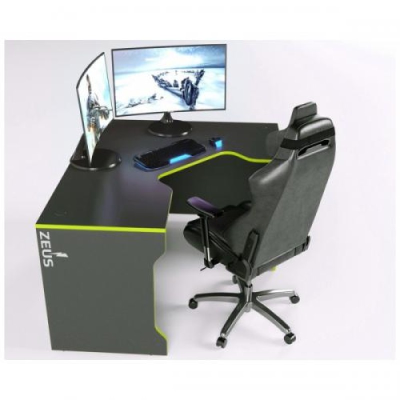 Геймерський стіл ZEUS TRON-2 чорний лайм