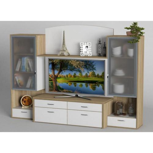 Стінка в вітальню Тиса Мебель Вітальня-110 Сонома Білий 1650x450x1820 мм Стінка в вітальню Тиса Мебель Вітальня-110 Сонома Білий 1650x450x1820 мм