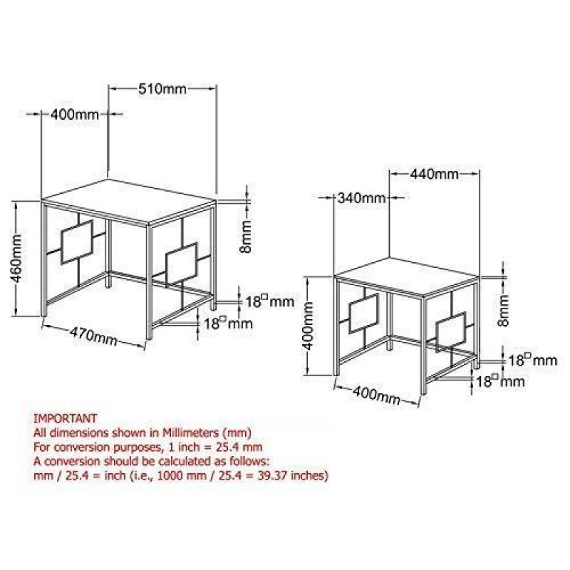 Комплект журнальних столиків у стилі Loft NS-304 490x510x400 мм Черный