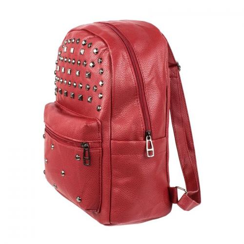 Рюкзак міський BackPack Заклепки Rivets Кожзам 30х23х12 см Червоний (22472) в інтернет супермаркеті PbayMarket!