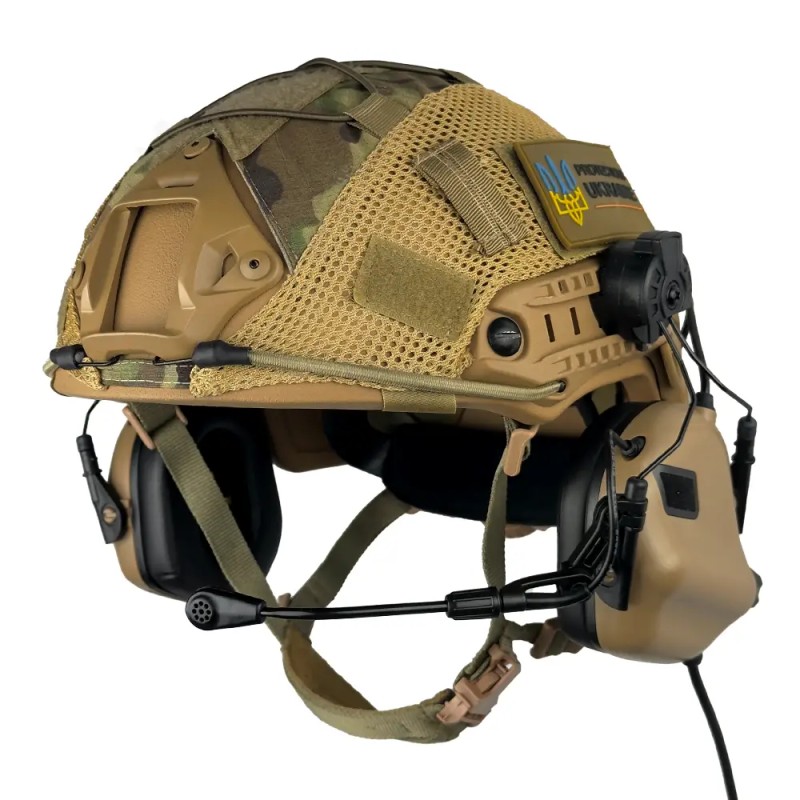 Комплект шолом FAST Team Wendy Helmet NIJ IIIA/навушники Earmor M32H MOD3/кавер S Койот