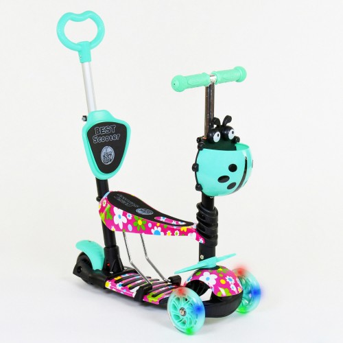 Самокат Best Scooter PU колеса, що світяться 5 в 1 Flowers 54 х 14 см Різнокольоровий (84219) Самокат Best Scooter PU колеса, що світяться 5 в 1 Flowers 54 х 14 см Різнокольоровий (84219)