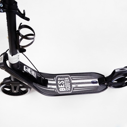 Двоколісний складаний самокат ліхтарик 2 амортизатора Best Scooter 100 кг Black and white (114437) Двоколісний складаний самокат ліхтарик 2 амортизатора Best Scooter 100 кг Black and white (114437)