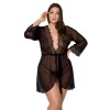 Пеньюар Passion Amberly Peignoir 4XL/5XL black, ажурні декольте та манжети, широкі рукави в інтернет супермаркеті PbayMarket!