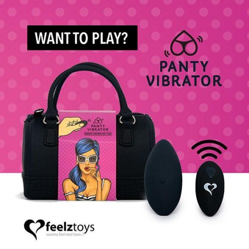 Вібратор в трусики FeelzToys Panty Vibrator Black з пультом ДК, 6 режимів роботи, сумочка-чохол в інтернет супермаркеті PbayMarket!