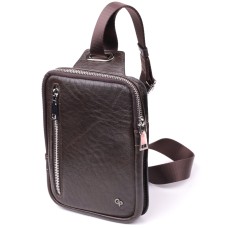 Сумка бананка Grande Pelle 22880 15,5х20,5х3,5 см Коричневий