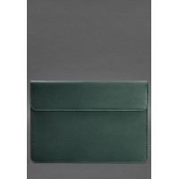 Шкіряний чохол-конверт на магнітах для MacBook 16 дюйм Зелений Crazy Horse BlankNote
