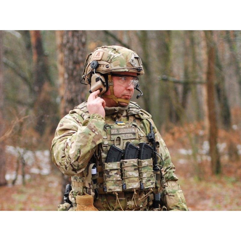 Тактичні активні навушники з кріпленням і гарнітурою під шолом EARMOR M32Н Чорний (1629039469)