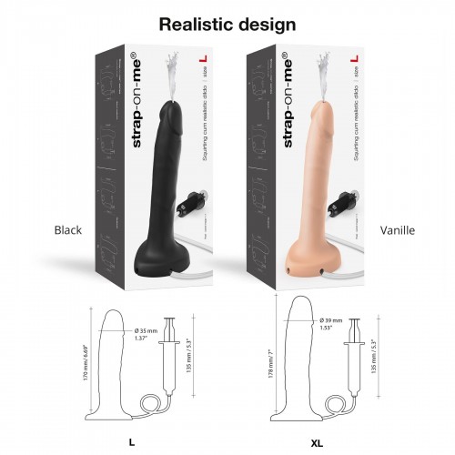 Фалоімітатор, що кінчає Strap-On-Me Squirting Cum Dildo Realistic Black, діам. 3,5 см, силікон в інтернет супермаркеті PbayMarket!