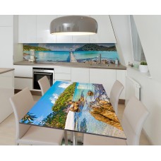 Наклейка 3Д вінілова на стіл Zatarga «Біля райських берегів» 650х1200 мм для будинків, квартир, столів, кав'ярень, кафе