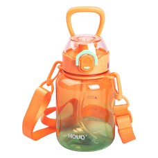 Пляшка для напоїв з ремінцем та трубочкою YIWU 700 мл Помаранчевий (HP-14-32O)