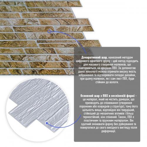 Декоративна ПВХ панель під цеглу Sticker Wall 960*480*4мм (D) SW-00001839 Коричнево-сіра Декоративна ПВХ панель під цеглу Sticker Wall 960*480*4мм (D) SW-00001839 Коричнево-сіра