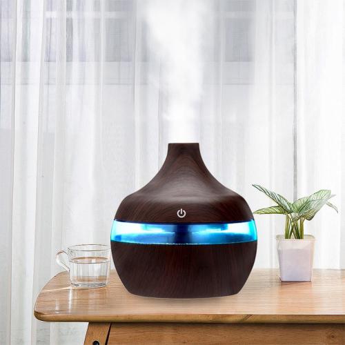 Зволожувач повітря Humidifier 300 мл з різнобарвним підсвічуванням 7 кольорів USB нічник дифузер з функцією аромо-лампи Темне дерево