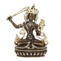 Статуя Манджушрі (тиб. Джампел Янг) Бронза, часткове сріблення Ручна робота Kailash 15 см (26778)