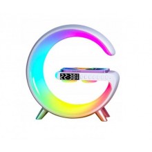 Портативна колонка Lugi c RGB-підсвічуванням BT/TF/Wireless Charger/USB/FM/AUX/Clock 15 Вт біла (UR126)