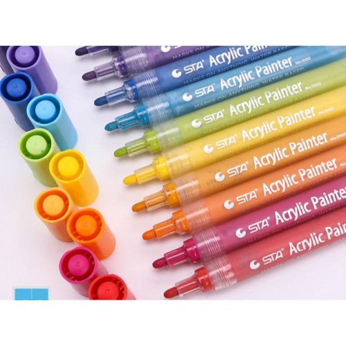 Набір акрилових маркерів STA для малювання на різних поверхнях 12 кольорів в інтернет супермаркеті PbayMarket!