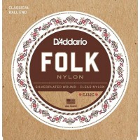 Струни для класичної гітари D'Addario EJ32C Folk Nylon Ball End Silver Wound Clear Treble 28/45 Струни для класичної гітари D'Addario EJ32C Folk Nylon Ball End Silver Wound Clear Treble 28/45