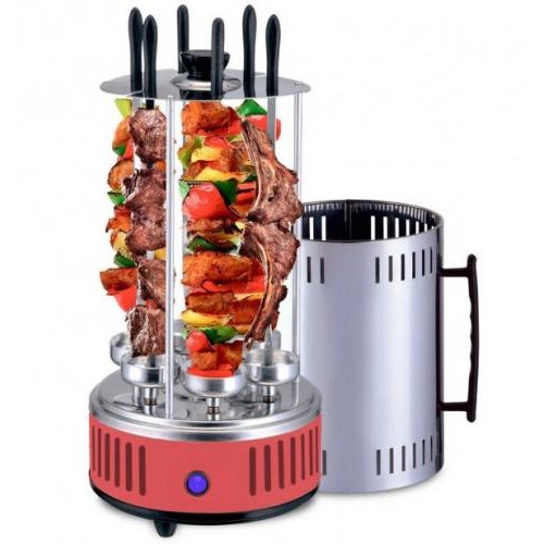 Електрошашличниця вертикальна Domotec BBQ MS-7783, нержавіюча сталь, червона Електрошашличниця вертикальна Domotec BBQ MS-7783, нержавіюча сталь, червона