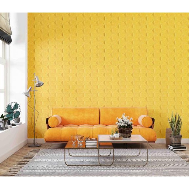 Самоклеюча декоративна панель жовта цегла Loft Expert 700x770x5 мм