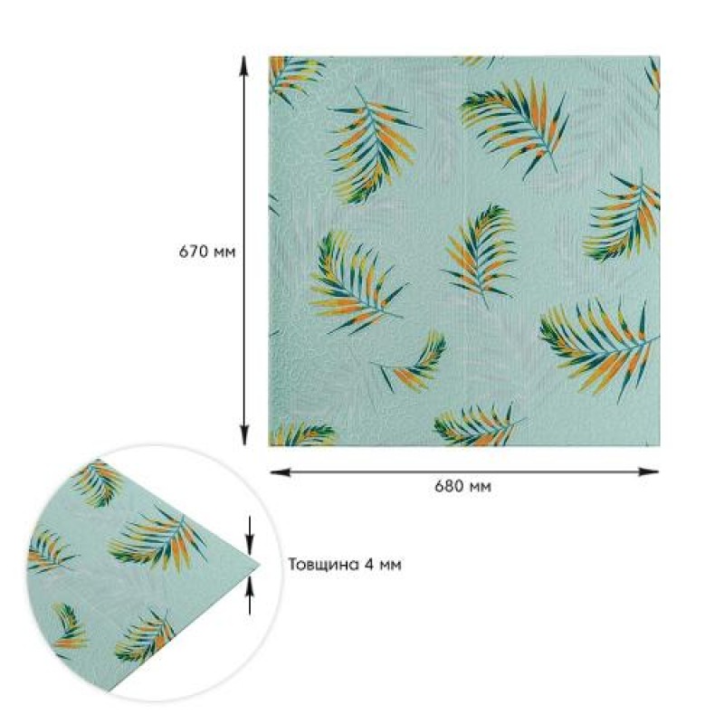 Самоклеюча декоративна настінно-стельова 3D панель Sticker Wall Папороть 680х670х4 мм Бірюзовий (SW-00001984)