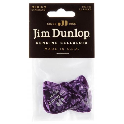Медіатори Dunlop 483P13MD Genuine Celluloid Purple Pearloid Medium Player's Pack (12 шт.) Медіатори Dunlop 483P13MD Genuine Celluloid Purple Pearloid Medium Player's Pack (12 шт.)