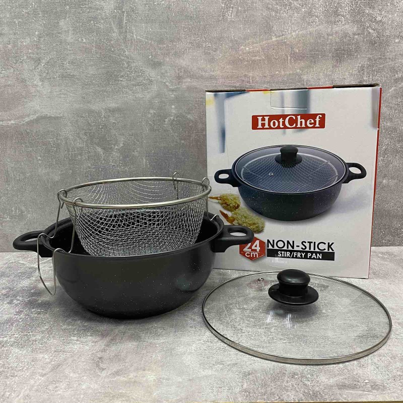 Фритюрниця 24 см алюмінієва зі скляною кришкою A-PLus 24 FP