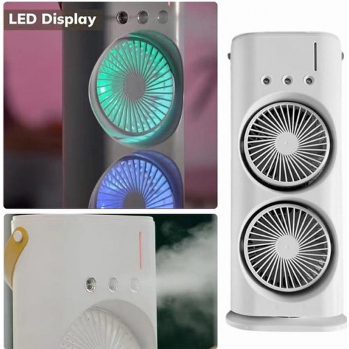 Вентилятор настільний OPT-TOP Double-ended Spray Fan подвійний з охолодженням LED підсвічування без пульта ДУ Білий (2104618552) Вентилятор настільний OPT-TOP Double-ended Spray Fan подвійний з охолодженням LED підсвічування без пульта ДУ Білий (2104618552)