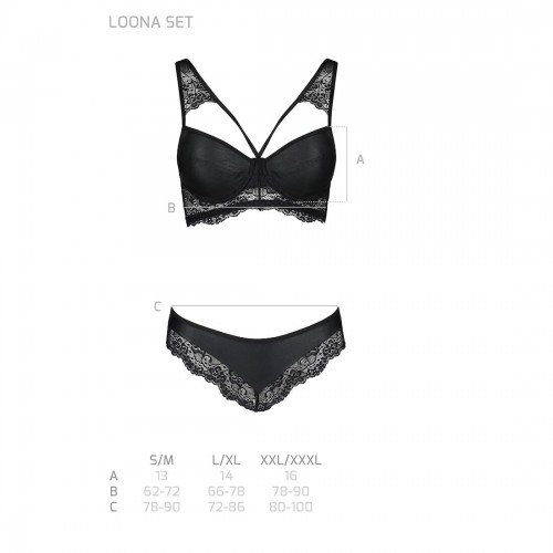 Комплект з еко-шкіри та мережива Loona Set black L/XL - Passion, бра і трусики в інтернет супермаркеті PbayMarket!