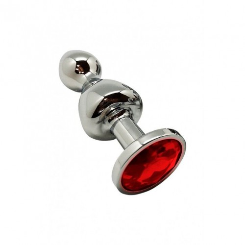 Металева анальна пробка Wooomy Lollypop Double Ball Metal Plug Red M, діаметр 3,1 см, довжина 9,4 см в інтернет супермаркеті PbayMarket!