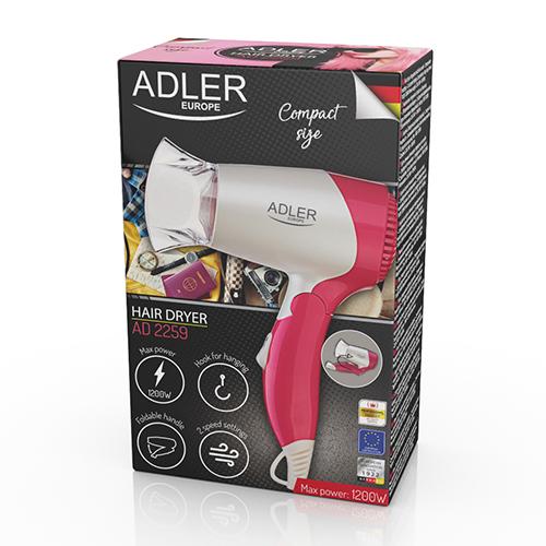 Фен Adler 14,8х17,5х6,5 см Біло-рожевий AD 2259 Фен Adler 14,8х17,5х6,5 см Біло-рожевий AD 2259