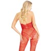 Бодістокінг Leg Avenue Rhinestone Lace and Net Bodystocking Red One Size