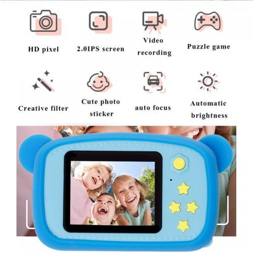Дитячий цифровий фотоапарат Smart Kids KM-89 Ведмедик Teddy з іграми та рамками, Full HD, 12 МП Блакитний Дитячий цифровий фотоапарат Smart Kids KM-89 Ведмедик Teddy з іграми та рамками, Full HD, 12 МП Блакитний