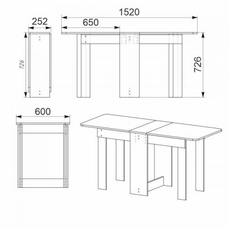 Розкладний стіл-книга Компанит 7 60х25,2х72,6 см Бук