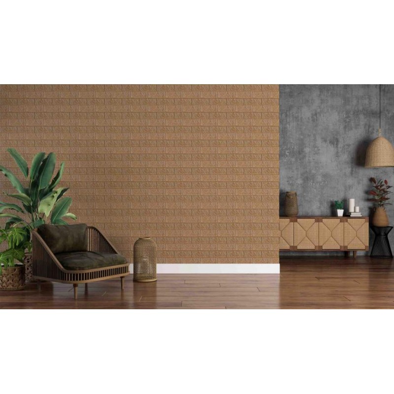 Самоклейка декоративна 3D панель у рулоні Loft Expert 2220-5 Під цеглу шоколад 700x3080x5 мм